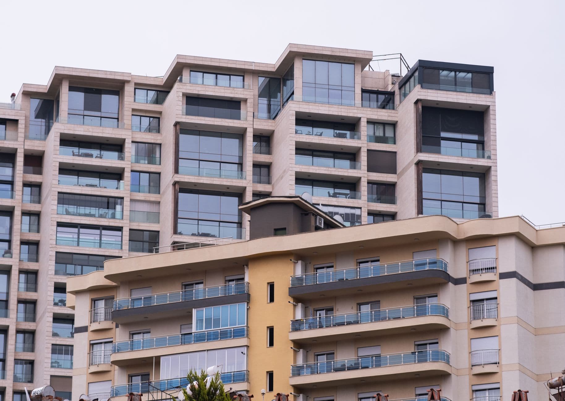 Contemporary apartment buildings in Bornova, İzmir showcasing modern architecture.
