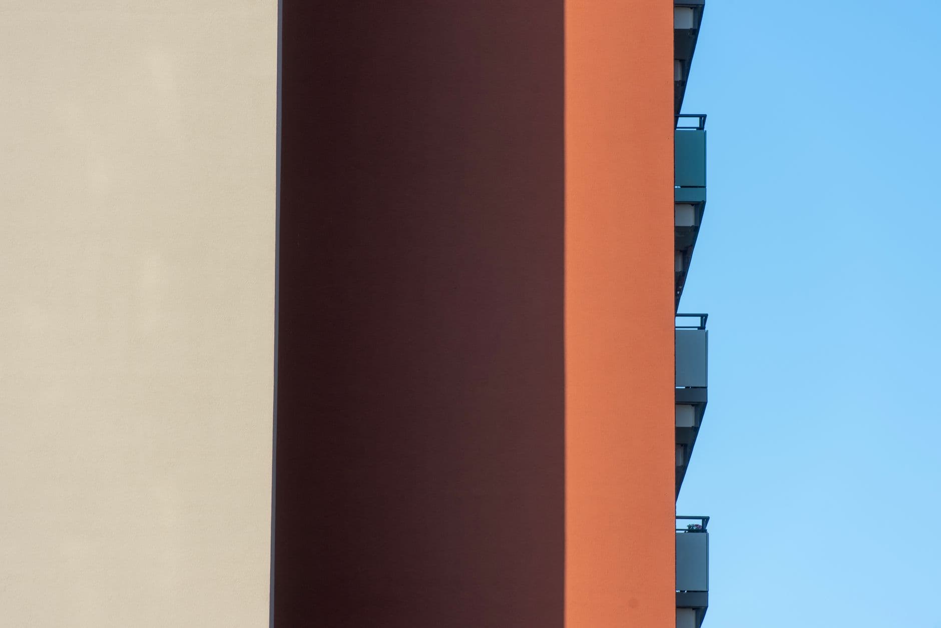Close-up of a colorful modern building facade in Rijswijk, Netherlands.